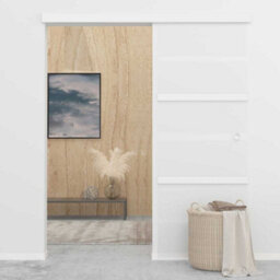Berkfield Functional Sliding Door Esg Glass And Aluminium 76X205 Cm Silver - thumbnail 3
