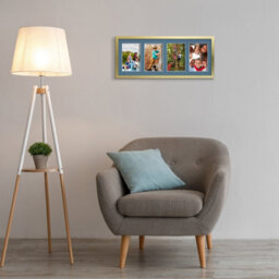 AK Frames 50X20Cm Gold Sleek Multi Photo Frame With Pompadour Mount - Holds 4 Apertures (4X) 6X4 Photos - thumbnail 3