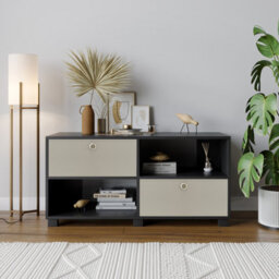 Urbn-Living Urbnliving - Black Tv Stand With 2 Drawers - thumbnail 3