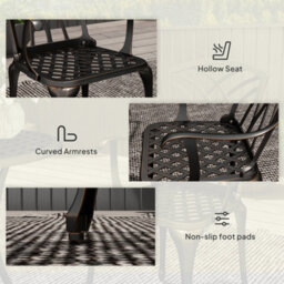 Outsunny 3 Pcs Garden Bistro Set Outdoor Garden Furniture Set W/ Umbrella Hole - thumbnail 7