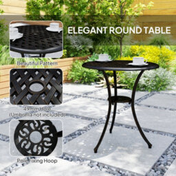Outsunny 3 Pcs Garden Bistro Set Outdoor Garden Furniture Set W/ Umbrella Hole - thumbnail 6
