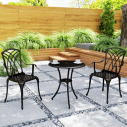 Outsunny 3 Pcs Garden Bistro Set Outdoor Garden Furniture Set W/ Umbrella Hole - thumbnail 8