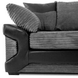 Dino Large Black & Grey L Shaped Corner Sofa With Footstool Right Hand Facing 5 Seater Fabric Sofa - thumbnail 2
