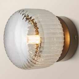 Valuelights Calpe Brushed Matte Black Flush Wall Light With Ribbed Smoked Shade - thumbnail 3