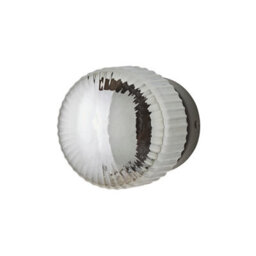 Valuelights Calpe Brushed Matte Black Flush Wall Light With Ribbed Smoked Shade - thumbnail 2