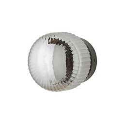 Valuelights Calpe Brushed Matte Black Flush Wall Light With Ribbed Smoked Shade - thumbnail 7