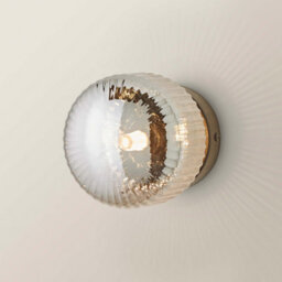 Valuelights Calpe Brushed Matte Black Flush Wall Light With Ribbed Smoked Shade - thumbnail 6