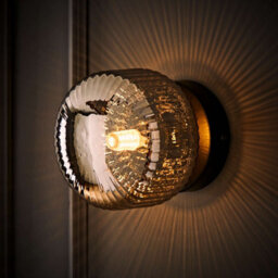 Valuelights Calpe Brushed Matte Black Flush Wall Light With Ribbed Smoked Shade - thumbnail 5