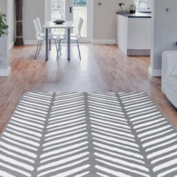 Melrose Colorama Herringbone Silver Grey Large Indoor Area Rug 160/230Cm - thumbnail 1