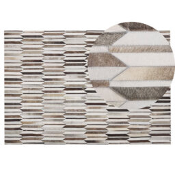 Beliani Rug Kulalar Beige 140 X 200 Cm Leather - thumbnail 1