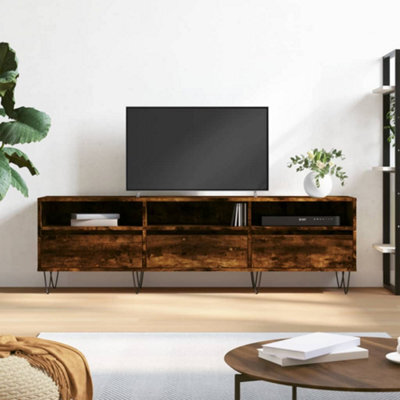Berkfield Tv Cabinet Smoked Oak 150X30X44.5 Cm Engineered Wood - image 1