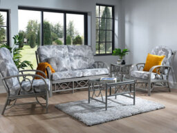 Desser Bali Grey Coffee Table With Glass Top - Natural Rattan - thumbnail 4