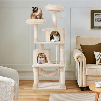 Yaheetech Beige 158Cm Multi Level Cat Tree Large Cat Tower W/condo And Hammock - image 1