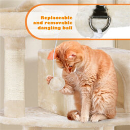Yaheetech Beige 158Cm Multi Level Cat Tree Large Cat Tower W/condo And Hammock - thumbnail 6