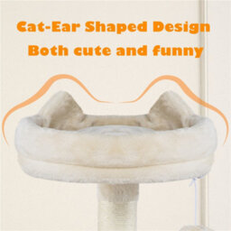 Yaheetech Beige 158Cm Multi Level Cat Tree Large Cat Tower W/condo And Hammock - thumbnail 5