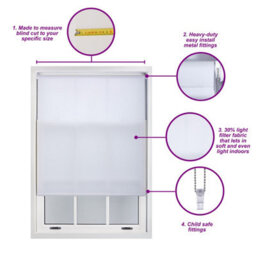 Furnished Made To Measure Day Light Roller Blinds With Metal Fittings - Grey Blind For Home And Office (W)120Cm (L)210Cm - thumbnail 3
