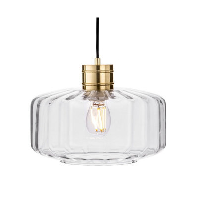 Luminosa Lighting Luminosa Madeira Dome Pendant Brushed Brass With Clear Decorative Glass 1Xe27