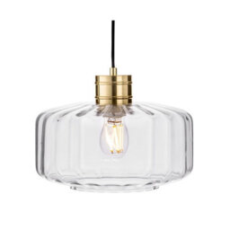 Luminosa Lighting Luminosa Madeira Dome Pendant Brushed Brass With Clear Decorative Glass 1Xe27