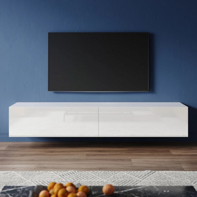 180Cm White High Gloss Wall Floating Tv Stand Unit Cabinet Storage Door - image 1