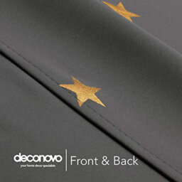 Deconovo Blackout Curtains Eyelet Curtains Gold Star Foil Pirinted Curtains For Windows, 52 X 72 Inch(W X L), Light Grey, 2 Panels - thumbnail 4