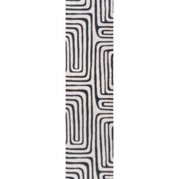 The Rugs Loft Navy And Ivory Curved Line Living Room Area Rug And Runners Soft Pile - thumbnail 9