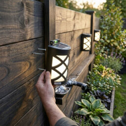 Gem Imports 4 Lattice Solar Led Fence And Wall Lights Static Garden Solar Lights - thumbnail 7