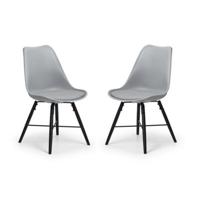 Oakham Rosedale Elegant Grey Seat & Black Legs Dining Chairs - Set Of 2 - image 1