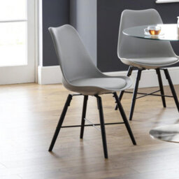 Oakham Rosedale Elegant Grey Seat & Black Legs Dining Chairs - Set Of 2 - thumbnail 4