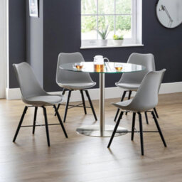 Oakham Rosedale Elegant Grey Seat & Black Legs Dining Chairs - Set Of 2 - thumbnail 5