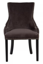 Orsina Black Velvet Dining Chair, Comfortable High Back Office Chair, Aesthetic Velvet Accent Chair For Living Room - thumbnail 2