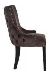 Orsina Black Velvet Dining Chair, Comfortable High Back Office Chair, Aesthetic Velvet Accent Chair For Living Room - thumbnail 3