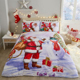 Fusion Santa & Snowy Christmas Print Multicoloured Duvet Cover Set