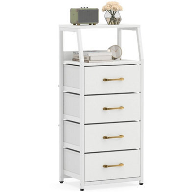 White 5 Drawer Storage Cabinet Vertical Storage Dresser With Foldable Fabric Drawers - image 1