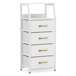 White 5 Drawer Storage Cabinet Vertical Storage Dresser With Foldable Fabric Drawers - thumbnail 5