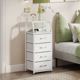 White 5 Drawer Storage Cabinet Vertical Storage Dresser With Foldable Fabric Drawers - thumbnail 3