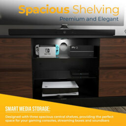 "Homeology Avitus Premium High Gloss Black With 4-Walnut Drawers And 2 Shelves Up To 65"" Led/oled/lcd Tv Cabinet" - thumbnail 8
