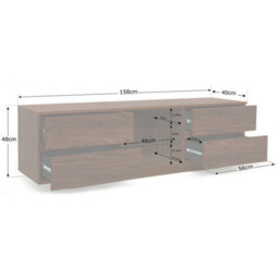 "Homeology Avitus Premium High Gloss Black With 4-Walnut Drawers And 2 Shelves Up To 65"" Led/oled/lcd Tv Cabinet" - thumbnail 7