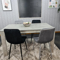 Kosy Koala Wooden Rectangle Dining Table Set With 4 Mix Velvet Chairs - Dining Room Furniture