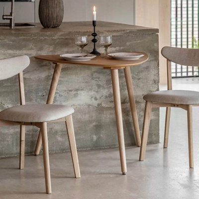 Xample Gallery Hatfield Natural Small Dining Table Seats 2 Light Brown Oak Veneer Rubberwood Compact Kitchen Dining Table - image 1
