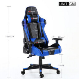 Gtforce Pro Fx Reclining Sports Racing Gaming Office Desk Pc Car Faux Leather Chair (Blue) - thumbnail 7
