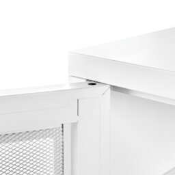 Wyld And Coco Novahome White Powder-Coated Steel Tv Stand - 2 Mesh Doors, Cable Management, W118 X D40 X H60Cm - thumbnail 5
