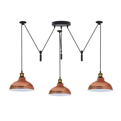 Rose Gold Pulley 3 Pendant Light Lampshade Height Adjustable Cord E27 Base 110-240V Ceiling Pendant Light For Bedroom - image 1