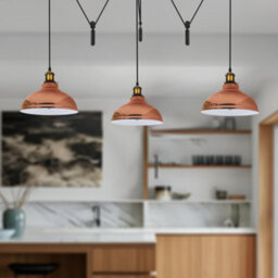 Rose Gold Pulley 3 Pendant Light Lampshade Height Adjustable Cord E27 Base 110-240V Ceiling Pendant Light For Bedroom - thumbnail 2
