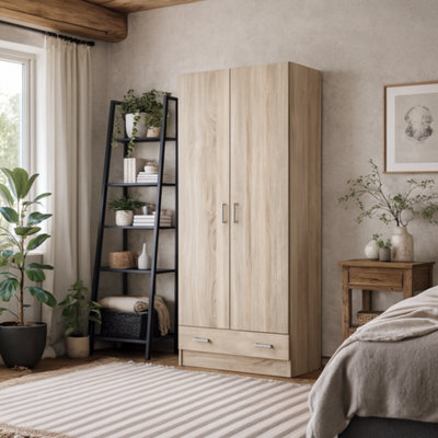 Wyld Haus Berlin Natural Slim 2-Door Wardrobe With 1 Drawer - image 1
