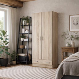 Wyld Haus Berlin Natural Slim 2-Door Wardrobe With 1 Drawer - thumbnail 1