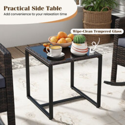 Costway 3 Pieces Wicker Rocking Chairs Set Rattan Outdoor Patio Furniture Set-Grey - thumbnail 7