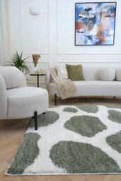 The Rugs Moodi Shaggy Green Erosan Rug Runner Abstract Thick High Pile For Living Rooms, Bedrooms, Hallways, Kitchens - thumbnail 2