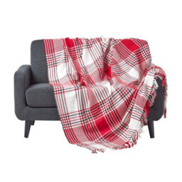 Homescapes Red Tartan Check Sofa And Bed Throw, 255 X 360 Cm