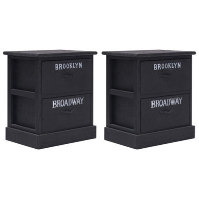 Berkfield Nightstands 2 Pcs Black 38X28X45 Cm Paulownia Wood - image 1