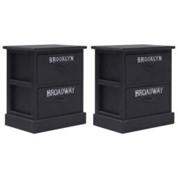 Berkfield Nightstands 2 Pcs Black 38X28X45 Cm Paulownia Wood - thumbnail 1